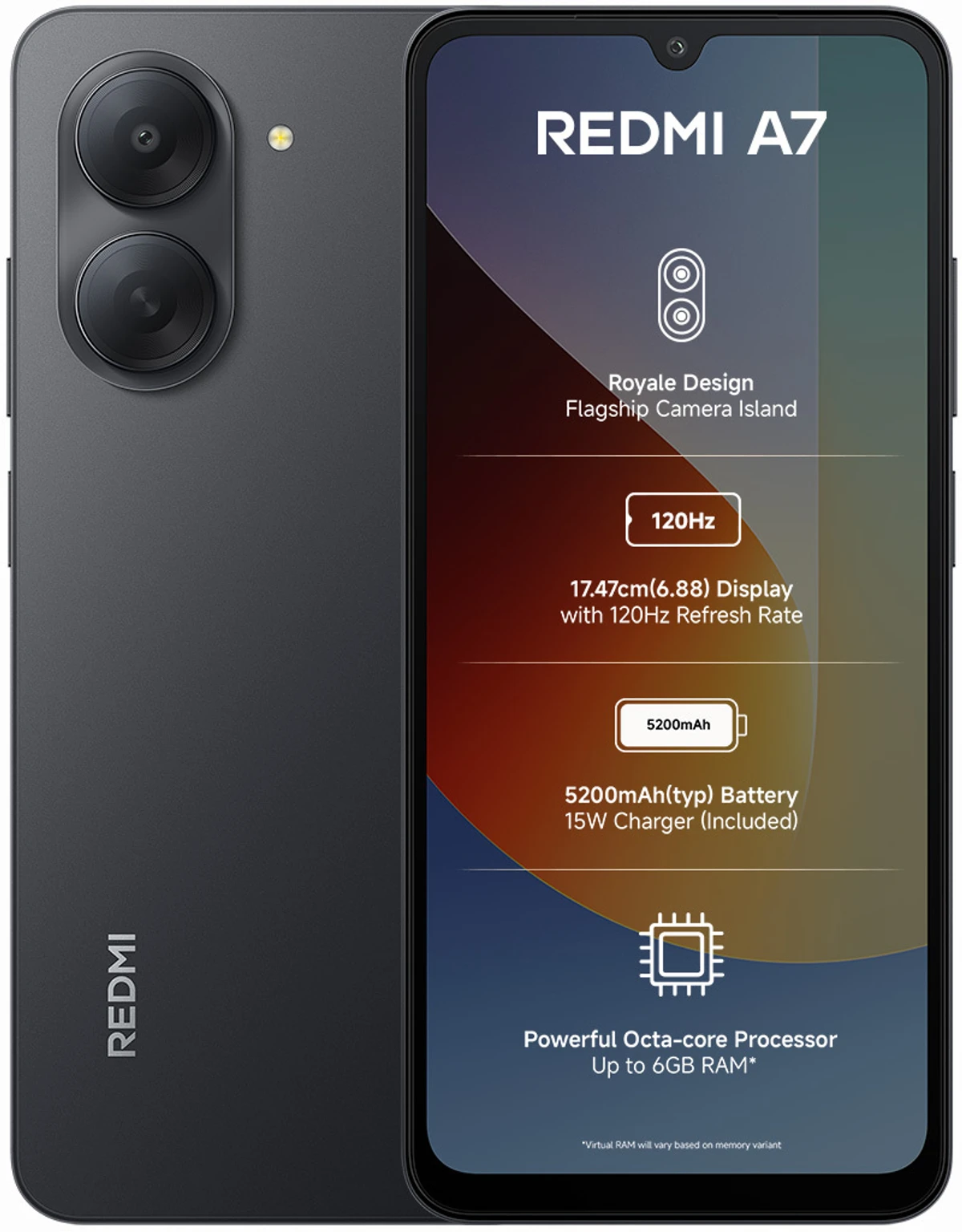 REDMI A7 4G (Sky Blue, 3 GB RAM,6 4GB Storage) | Large 17.48cm (6.88) Smooth 120Hz Display | 5200mAh 2-Day Battery | Royale Design | Charger in the Box