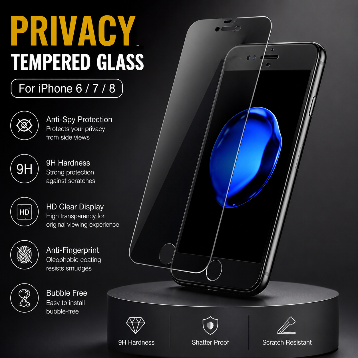 PRIVACY TEMPERED GLASS IPHONE 6,7,8