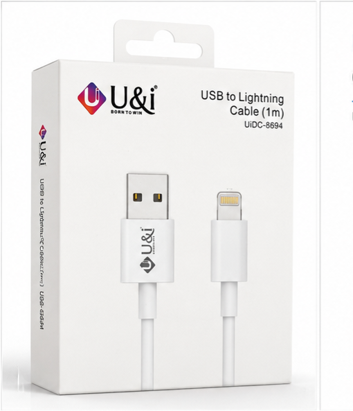 U&i UIDC-8694 USB to Lightning Cable (1 Meter) – Fast Charging & High-Speed Data Sync