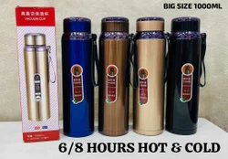  Steel Vacuum Thermos Flask 800ML, Insulated Hot & Cold Water Bottle with Carry Strap, Leakproof Portable Travel Flask for Office, Outdoor & Daily Use 