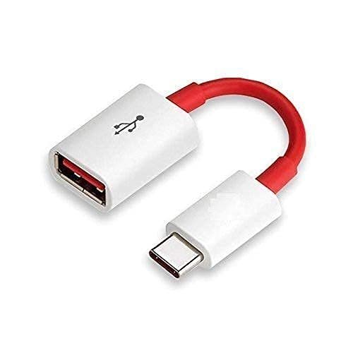 New USB Type-C OTG Adapter Cable Connector Cord pendrive Compatible with All C Type Supported Mobile Smartphone Like Nord, 7 pro, 7, 6T,6,5T,5,3T,3 (White & Red)
