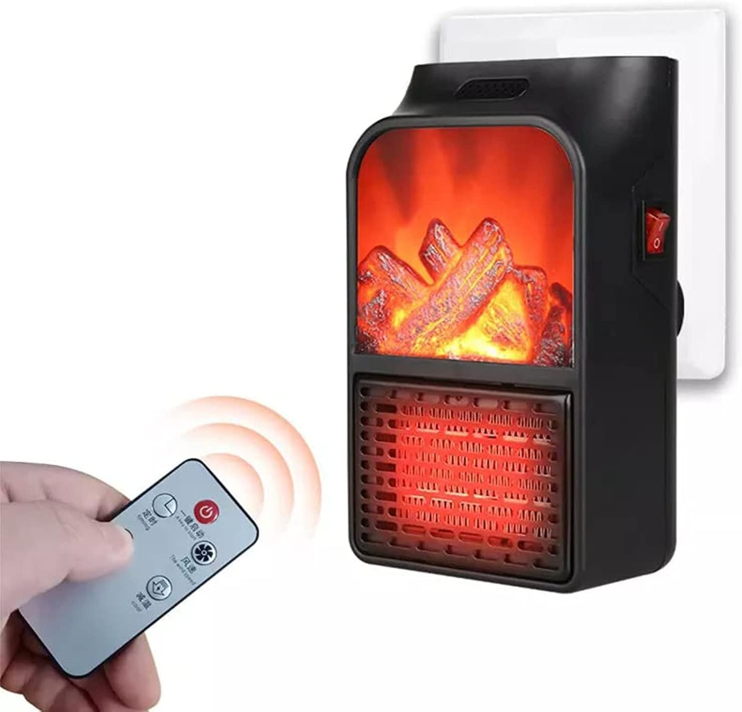  FLAME Heater Mini Electric Heater Personal Space Heater 1500W Portable Ceramic Heater Simulation 3D Flame With Thermostat And Timer For Home And Office (PACK-OF-1)