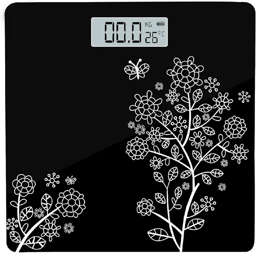 MAXPRO WC134 Flora Digital Weight Scale for body weight, LCD Panel, Electronic Weighing scale with thick tempered glass, High Precision Sensors accurate weight machine