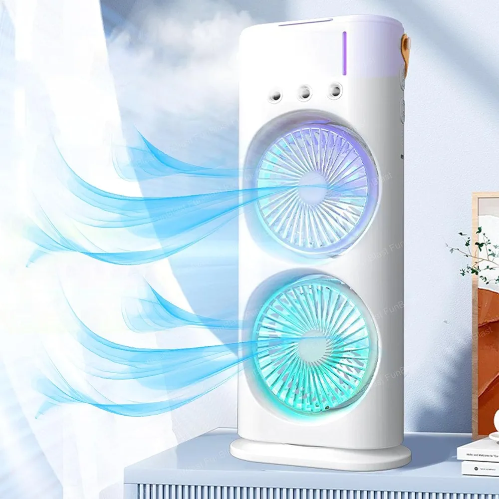 Portable Double-Ended Spray Fan: USB Rechargeable Mini Cooling Desk Fan with Water Mist for Office and Home – ILatest for Gifting