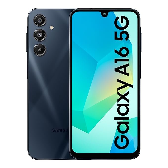 Samsung Galaxy A16 5G ( Black,8GB RAM, 128GB Storage) | AI | Circle to Search | Super AMOLED | 6.5 Inch Display | 50MP Triple Camera | IP54 Rated | 6 Times OS Upgrades