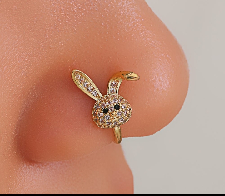 Nose pin adjustable size and non pier cing gold alloy copper 