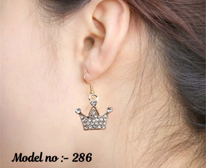 Crown earrings silver, gold 