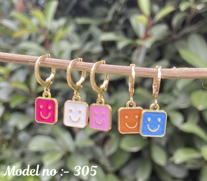 Smiley face saare shape earrings for women and girls white,pink, baby pink, blue,rust arange black 