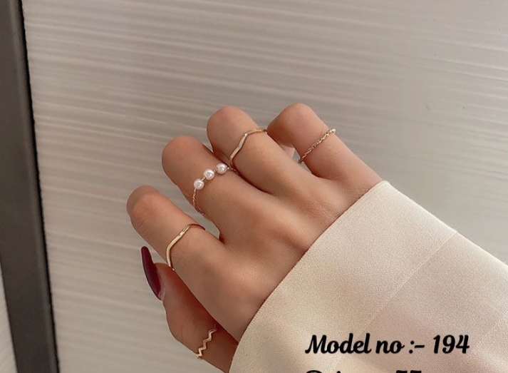 Cute finger ring set silver set of 5 pieces 