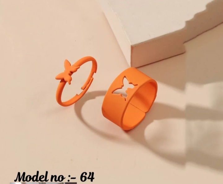 Butterfly couple ring pair orange 