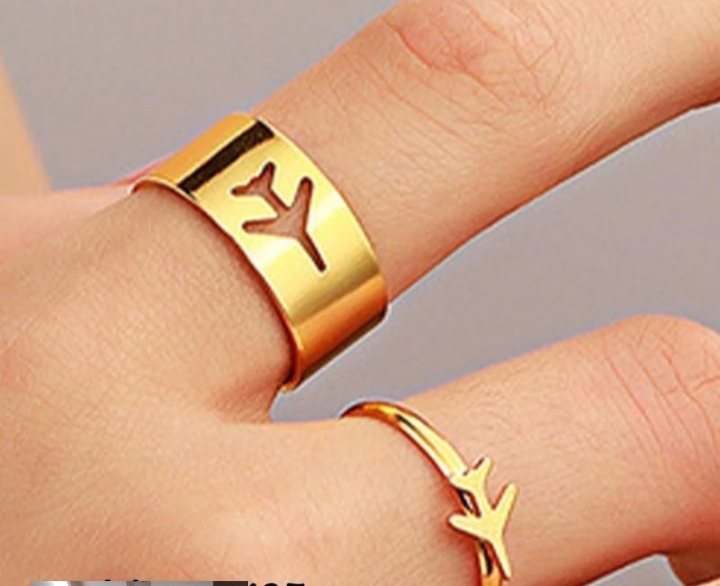 Airplane couple ring golden 