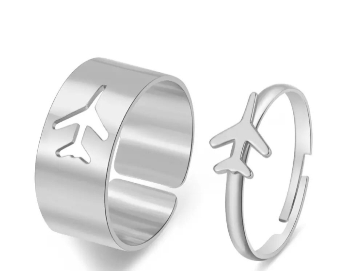 Airplane couple ring silver 