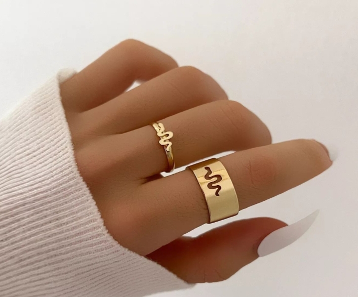 Snake couple ring set 