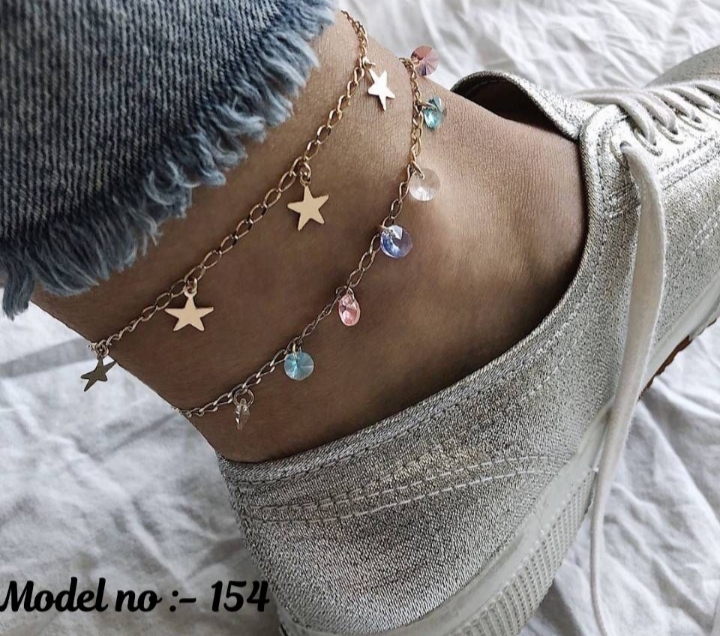 Two layer anklet charming Stars and stones single piece not apair