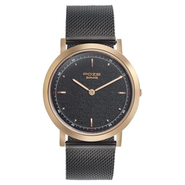Sonata Poze Quartz Analog Grey Dial Stainless Steel Strap Watch for Men