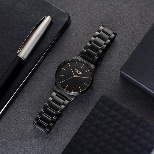 Sonata Poze Quartz Analog Black Dial Black Color Stainless Steel Strap Watch For Men