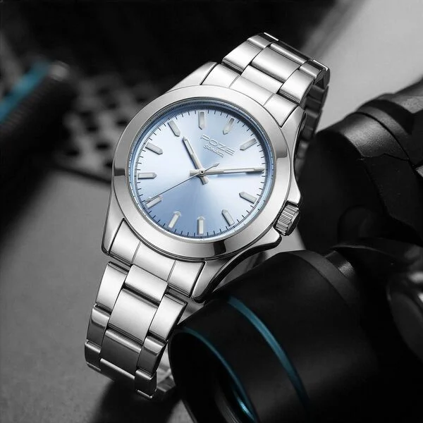 Sonata Poze Quartz Analog Blue Dial Silver Stainless Steel Strap Watch For Men