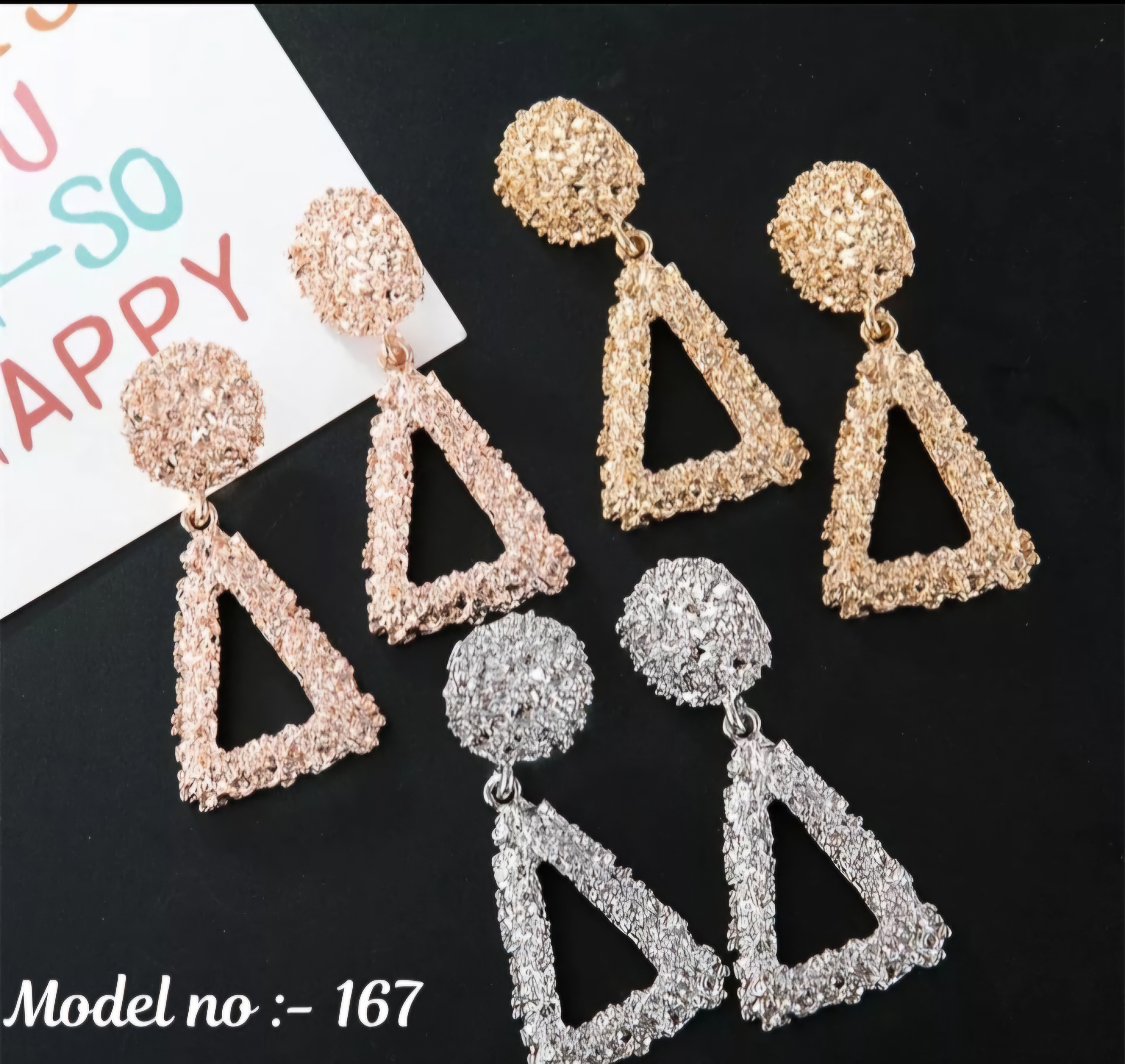 Geometric shape classy earrings random colours no color choine option golden,silver, green, multicolour, rosegold, black 