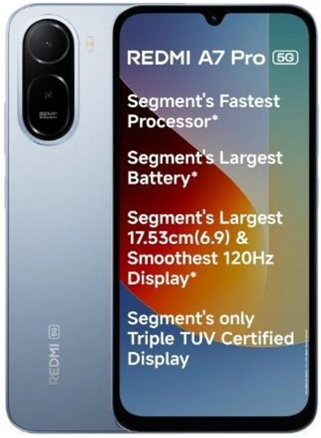 REDMI A7 Pro 5G (Sunset BLUE, 4GB RAM, 64GB Storage) | Segment's Fastest Processor | Segment's Largest Battery | Segment's Largest & Smoothest 6.9in 120Hz Display